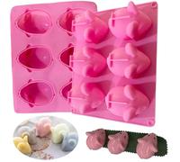 TOPBSFARNY Molde de silicona con forma de ratón 3D de 6 cavidades, moldes de silicona antiadherente para hornear pasteles de mousse, chocolate, dulces, pudín, gelatina, jabón, fabricación de velas