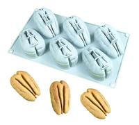 TOPBSFARNY Molde para mousse de silicona 3D con forma de nuez de 6 cavidades, molde antiadherente de grado alimenticio para pasteles de mousse, chocolate, gelatina, pudín, postre de bricolaje