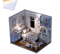 TOPBSFARNY Puzzle de madera en 3D para casa en miniatura, dormitorio Sweet Sunshine con luz LED, casa de muñecas hecha a mano, regalo creativo para adultos/jóvenes