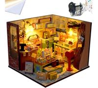 TOPBSFARNY Soporte para libros de madera 3D, rompecabezas, casa de muñecas, madera Nook, maqueta con luz LED para adultos, para construir creatividad, regalo de cumpleaños (tienda de papelería)