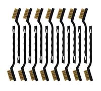 Topbuti - Cepillo de alambre de latón para limpieza de soldadura, óxido, cerdas metálicas y cepillos de mango curvo (15 unidades)