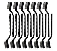 Topbuti Juego de 15 mini cepillos de alambre de acero inoxidable para limpiar escoria, escoria, cepillo de cerdas de alambre, cepillo de mango curvo