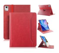 TOPCASE Funda Giratorio 360º para Xiaomi Redmi Pad SE/Lenovo Tab M11 TB330FU 11 Pulgadas,Estuche Tipo Folio de Cuero con Soporte para Muñeca y Portalápices,Auto-Sueño/Estela,Rojo