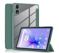 TOPCASE Funda para tablet Blackview Tab 16 Pro de 11 pulgadas, ultrapiel, transparente, parte trasera de PC, con función de encendido y apagado automático, color verde oscuro