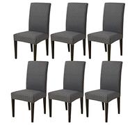 Topchances - Fundas para Silla de Comedor, Fundas de Silla de Comedor extraíbles con Respaldo Alto, Lavable, Cocina, Boda, Banquete, decoración de Fiesta (Gris Profundo, 6 Paquetes)