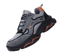 Topcloud Unisex Malla Transpirable Seguridad Impermeable Antideslizante Puntera de Acero Zapatillas de Deporte Ligero A Prueba de pinchazos Construcción Protectora Calzado Industrial Gris 44