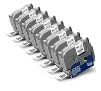 Topcolor Paquete de 8 cintas de etiquetas blancas laminadas Tz de 18 mm 0.7 pulgadas compatibles con Brother TZe-241 TZe241 TZ-241 TZ241 3/4 pulgadas P Touch Tze 18 mm cinta de etiquetas para PTD410