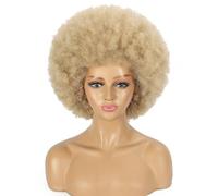 Topcosplay Peluca afro para mujer de los años 70, rubia, para disfraz de discoteca (rubia)
