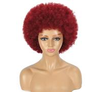 Topcosplay Peluca afro para mujer, peluca rubia afro de los años 70 para disfraz de discoteca (borgoña)
