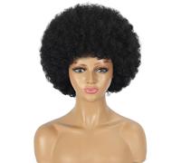 Topcosplay Peluca afro para mujer, peluca rubia afro de los años 70 para disfraz de discoteca (negra)