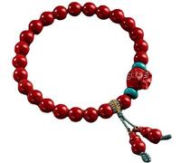 Topcrystal Feng Shui Amuleto Pulsera Cinabrio Rojo Wu Lou Colgante Bolsa Dinero Pulsera Encanto Meditación Cristal Pulsera Talismán Piedra Preciosa Natural Chakra Cuarzo Pulsera Mujeres,6mm