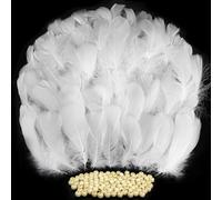 TOPCZY 300 plumas decorativas blancas, 1,9-3,1 pulgadas, 2,3-4,7 pulgadas, plumas blancas para manualidades, plumas naturales para manualidades, plumas grandes para bodas, fiestas, atrapasueños y
