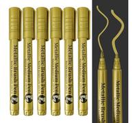 TOPCZY 6 PCS rotulador dorado metalizado, canetas acrilicas para pintar, acrylic markers brush, marcadores acrílicos tooli art, rotuladores permanentes plata y oro, rotulador textil permanente