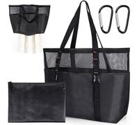 TOPCZY Bolsa de Playa Grande XXL Familiar, bolso playa impermeable, bolsa de playa grande con cremallera, bolsos grandes negros mujer, bolsas de playa grandes plastico