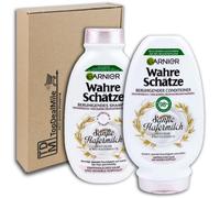 TopDealMile - Pack de almacenamiento para champú Garnier True Tesoros + Acondicionador, juego de leche de avena suave para cabello sensible y cuero cabelludo sensible, 250 + 200 ml