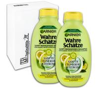 TopDealMile - Pack de almacenamiento para champú Garnier True Tesoros, arcilla suave y limón, para cabello y cuero cabelludo, 2 x 250 ml