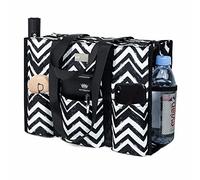 TOPDesign, Bolso impermeable con 13 bolsillos exteriores e interiores, cierre de cremallera superior y soporte inferior grueso, para mujeres trabajadoras, profesoras, enfermeras y contables, Chebrón