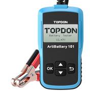 TOPDON ArtiBattery AB101 Comprobador de batería de Coche de 12 V 100 - 2000 CCA. Medidor de batería de Coche para Pruebas de Arranque y Carga, Analizador Digital para Celda húmeda/AGM/Gel/EFB