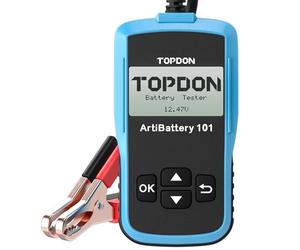 TOPDON ArtiBattery AB101 Comprobador de batería de Coche de 12 V 100 - 2000 CCA. Medidor de batería de Coche para Pruebas de Arranque y Carga, Analizador Digital para Celda húmeda/AGM/Gel/EFB