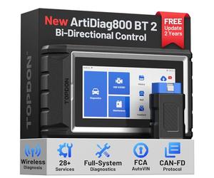 TOPDON ArtiDiag800 BT 2, Herramienta de diagnóstico de Todos los Sistemas, más de 28 Funciones de Mantenimiento, Acceso a la Puerta de Enlace FCA y protocolo Can-FD, diagnóstico inalámbrico Bluetooth