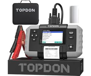 TOPDON BT600 Comprobador de Baterías de Coche con Impresora 12V 24V, 100-2000 CCA comprobador de baterías, con Prueba de Batería, Prueba de Carga, Prueba de Sistema de Arranque, Pantalla 3.5 pulgadas