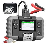 TOPDON BT600 Plus Comprobador de Baterías Coche para 6V 12V 24V, Analizador de Baterías con Pruebas de Arranque/Carga/Sistema/Resistencia y Secuencia, Pantalla 3,5", Batería Incorporada e Impresora