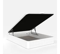 Topdormitorios | Canapé de Madera Abatible Gran Capacidad con Cajón de Madera, Cajón Blanco, Tapa Blanca, Tejido 3D Transpirable, 120x190cm