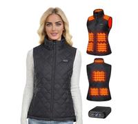 Topdot Chaleco Calefactable Mujer, Chaleco Térmico con Batería de 7.4V 16000mAh, 10 Zonas de Calentamiento, Chaleco Calefactable Eléctrico Ligero con 3 Temperaturas para Ciclismo,XS