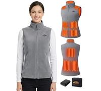 Topdot Lana Chaleco Calefactable Mujer, Chaleco Térmico con Batería de 7.4V 16000mAh,10 Zonas de Calentamiento con 3 Temperaturas,Forro Lana Chaleco Calefactable Ligero para exteriores,Gris,M
