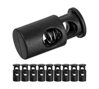 Tope de cordón, 1 agujero, 10 piezas, negro, para cordones de hasta Ø 5 mm, clip de cinta, chaqueta, ropa, mochila, tope de cordón elástico, cordones de cierre rápido, deslizador de cordón