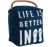 Tope de puerta azul marino con asa para decoraci n de playa de Pavilion Gift Company: la vida es mejor con chanclas