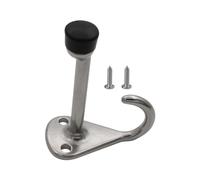 Tope de puerta - Bloqueo silencioso protector, tope de pared resistente de acero inoxidable y goma con gancho - para cuarto de baño, dormitorio, oficina, casa