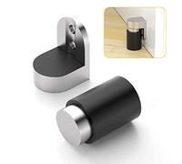 Tope de puerta cilíndrico de acero inoxidable resistente magnético para puerta, altura ajustable, soporte de puerta satinado cepillado
