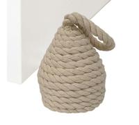 Tope de puerta con pesado - Tope de puerta de tierra | Tope de puerta de mimbre natural con asa, tope de puerta de algodón con nudo de cuerda, Jammer de puerta de granja rústico, tope de puerta