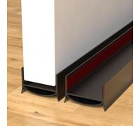 Tope de puerta de 91.4 cm de longitud, burlete de puerta para puertas exteriores e interiores, adhesivo fuerte cortable debajo de la puerta (2, negro)