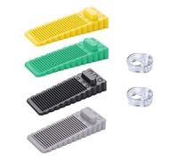 Tope de puerta de cuña de goma de 4 piezas con almohadillas de manija de puerta transparentes de 2 piezas, absorción de impactos antideslizante a prueba de viento anticolisión.