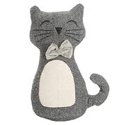 Tope de Puerta Decorativo Tope Puerta de Tela Arena Sujeta Puertas Suelo Tope para Ventanas y Puertas - Gato Gris/Blanco