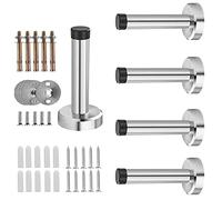 Tope de puerta moderno, 304 de acero satinado Safty para puerta de montaje en pared, soporte para puerta, altura de 9,7 cm, incluye tornillos de anclaje de expansión (5 unidades)