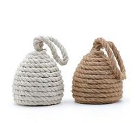 Tope de Puerta Original Decorativo de Cuerda Trenzado Marrón y natural Arena de 12x12x13 cm (2 unidades) Sujeta Puertas Suelo Tope para Ventanas y Puertas