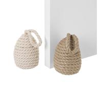 Tope de Puerta Original Decorativo de Cuerda Trenzado Marrón y natural Arena de 14x14x20 cm (2 unidades) Sujeta Puertas Suelo Tope para Ventanas y Puertas