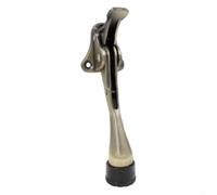 Tope de puerta resistente, no requiere taladro, con base de goma antideslizante y acabado de acero inoxidable de níquel cepillado (pedal de pie bronce verde antiguo)