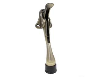 Tope de puerta resistente, no requiere taladro, con base de goma antideslizante y acabado de acero inoxidable de níquel cepillado (pedal de pie bronce verde antiguo)