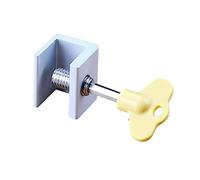 Tope de seguridad para ventanas de aluminio, Cerradura de ventana puerta corredera aleación aluminio for seguridad y mascotas plateada 3x2,45 cm 2 piezas(1pc)