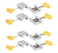 Tope de seguridad para ventanas de aluminio, Tope de bloqueo ventana aleación aluminio for rieles 1,5-1,6 cm, paquete 4/6/8 piezas con llaves(8 Pcs)