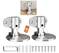 Tope magnético para puerta, tapón magnético de metal ajustable en altura, soporte de taladro invisible con doble adhesivo, tornillo oculto para pared y suelo, sin taladro, para hogar, oficina, dormitorio, paquete de 2 unidades, color plateado