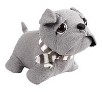 Tope para puerta (plata) con diseño de carlino/bulldog, 25x20 cm, saco de puerta de felpa decorativo pesado (1000 g) para interiores, sujeta ventanas, decoración para habitación infantil