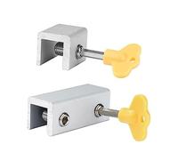 Tope para ventanas de aleación de aluminio, Restrictor de bloqueo límite Cable llave seguridad ventana puerta persiana aluminio plateado 24x30x25mm(Single Hole)