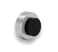 Tope Puerta de Pared Manilla, Adhesivo, Acero Inoxidable Mate, Goma Negra 35mmx 18mm, I-254/35-AM