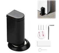 Tope Puerta Magnético & Tope Mecánico para Puerta de Suelo, Sujeta Puertas sin Taladro con Iman Potente y Adhesivo 3M, Protector Pared Interior/Exterior en Negro Mate