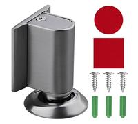 Tope Puerta Magnetico, Tope Puertas Suelo Magnetico de Aleación de Zinc, sin Perforación, Tope Puerta Iman Ajustable en Altura con Pegatina Autoadhesiva y Tornillos (Gris)